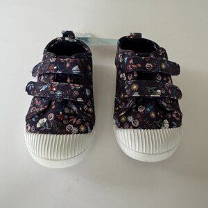 Cat & Jack Parker Sneakers | Floral, Double Velcro | Navy | Toddler 7 | NWT